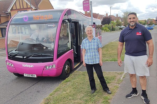 Halequin bus at a bus stop in Heatherton