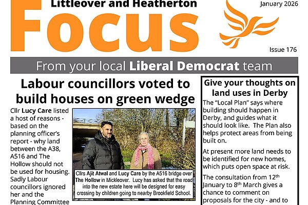 Front page of Littleover and Heatherton January 2026 Focus newsletter