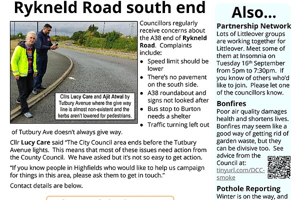 Image of September 2025 edition of Littleover & Heatherton Focus newsletter back page
