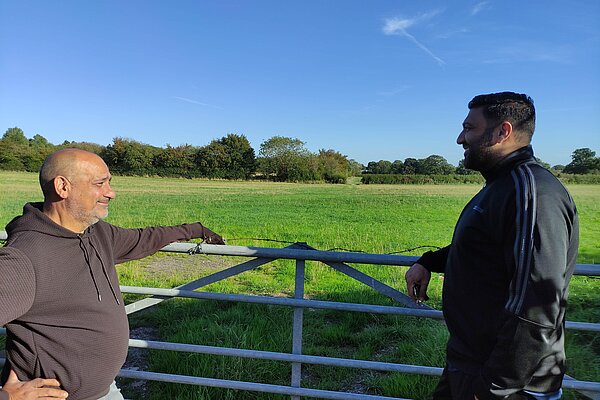 Joe Naitta and Rameez Khan looking at the land on Moorway Lane to have houses built on it