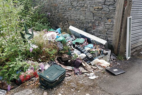 A pile of rubbish bags.