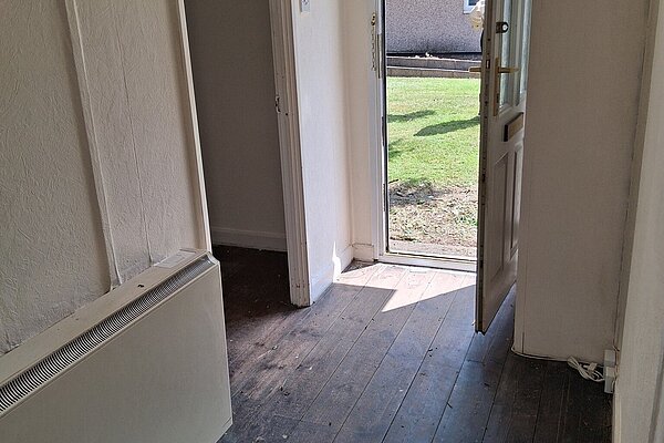 Hallway of Bretton Avenue post-war prefab bungalow