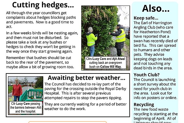 February 2026 Littleover and Heatherton Focus newsletter Back Page