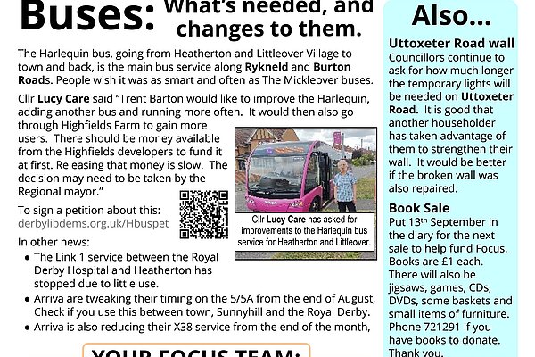 Image of August 2025 edition of Littleover Focus newsletter back page