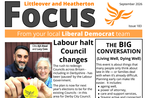 Sept 2026 Littleover and Heatherton Focus newsletter Front Page